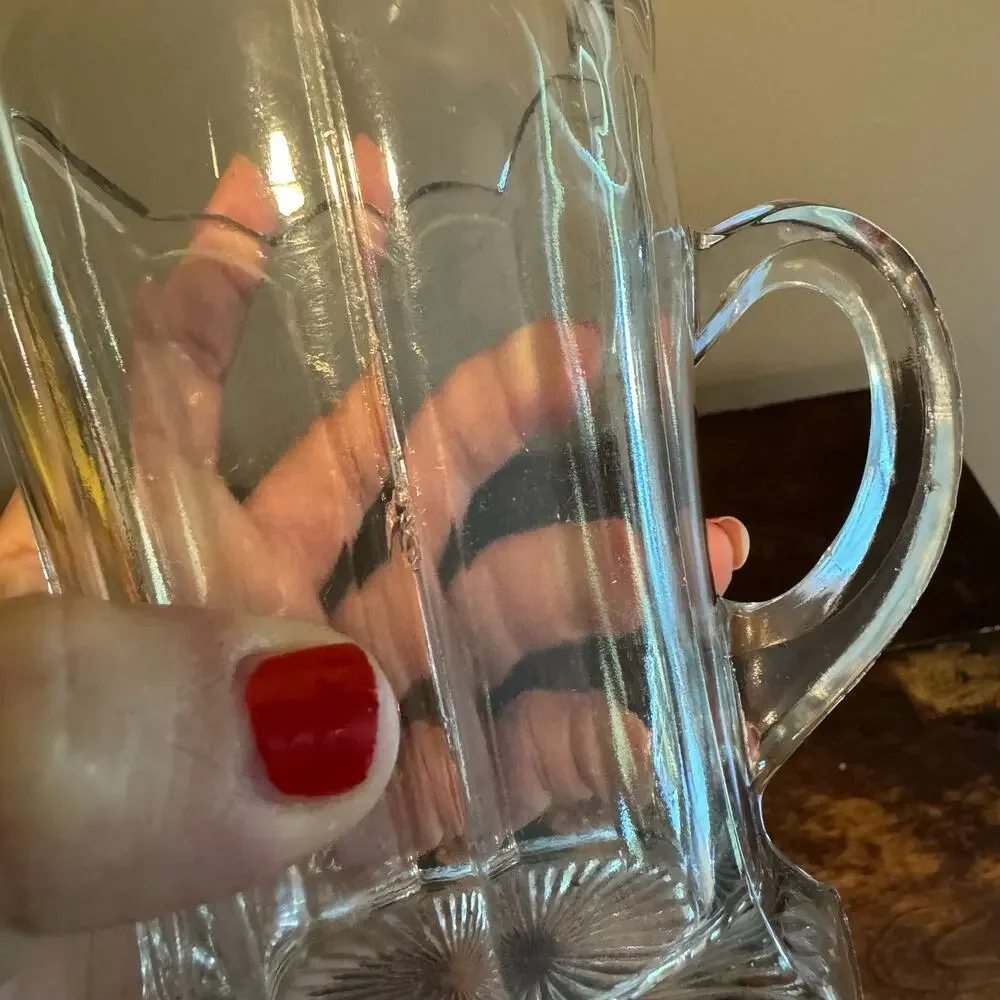 Bryce Vintage Pressed Glass faceted‎ Paneled small pitcher creamer & handle